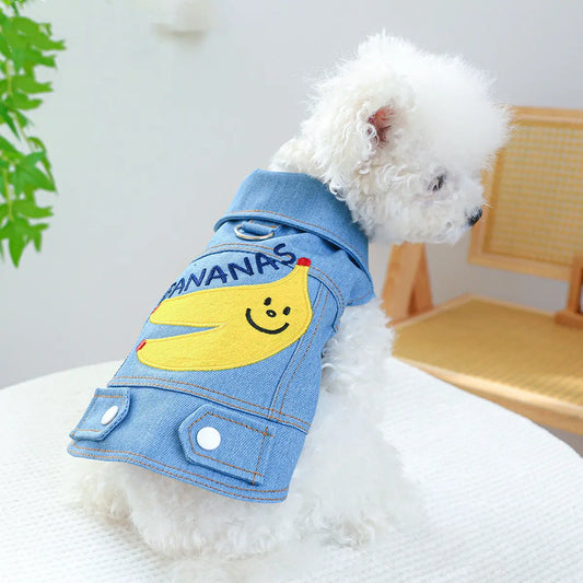 "Bananas" Denim Spring Jacket for Pets - inupaw